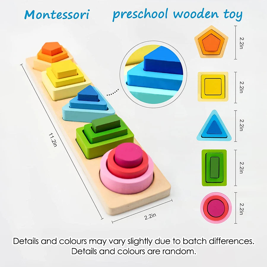 Montessori Wood Toys for Kids Wooden Sorting Stacking Educational