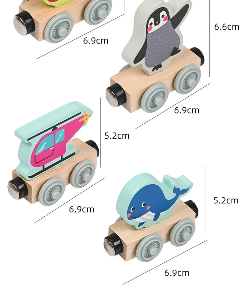 Montessori Magnetic Wooden Train Toy – Early Educational Animal Sorting Learning Set for Kids