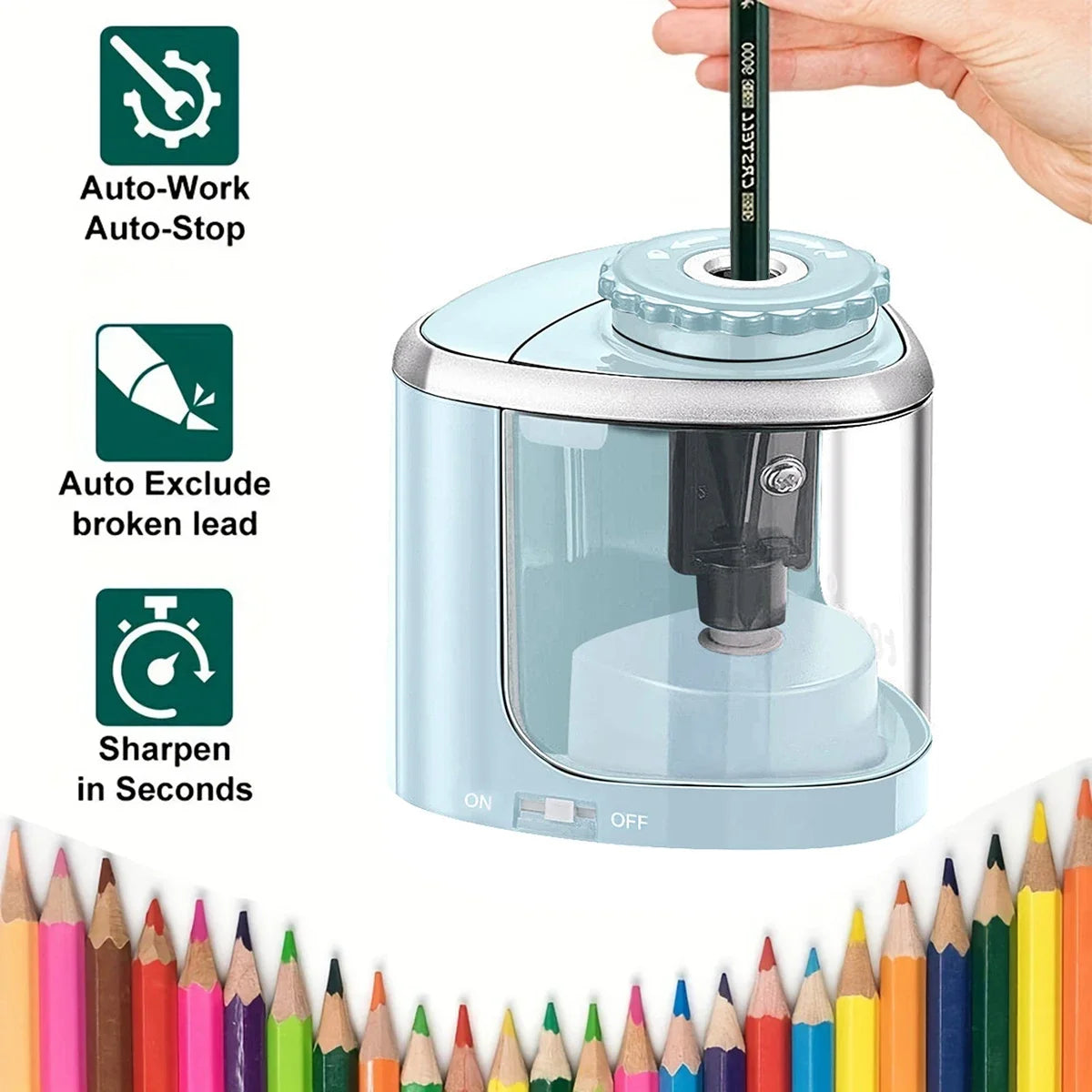 Electric Automatic Pencil Sharpener (6-8mm) – Ideal for School & Office