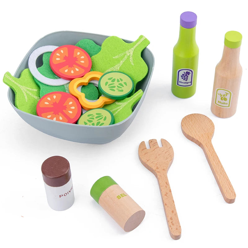 Wooden Kids Kitchen Set – Pretend Play with Pots & Food