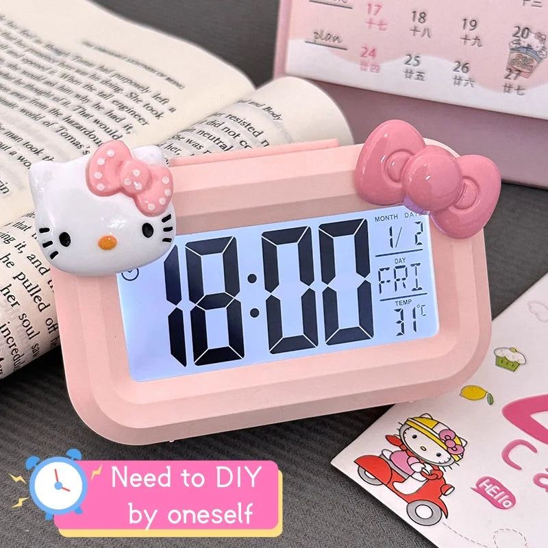Cartoon Kitty Alarm Clock – Night Glow & Ornament