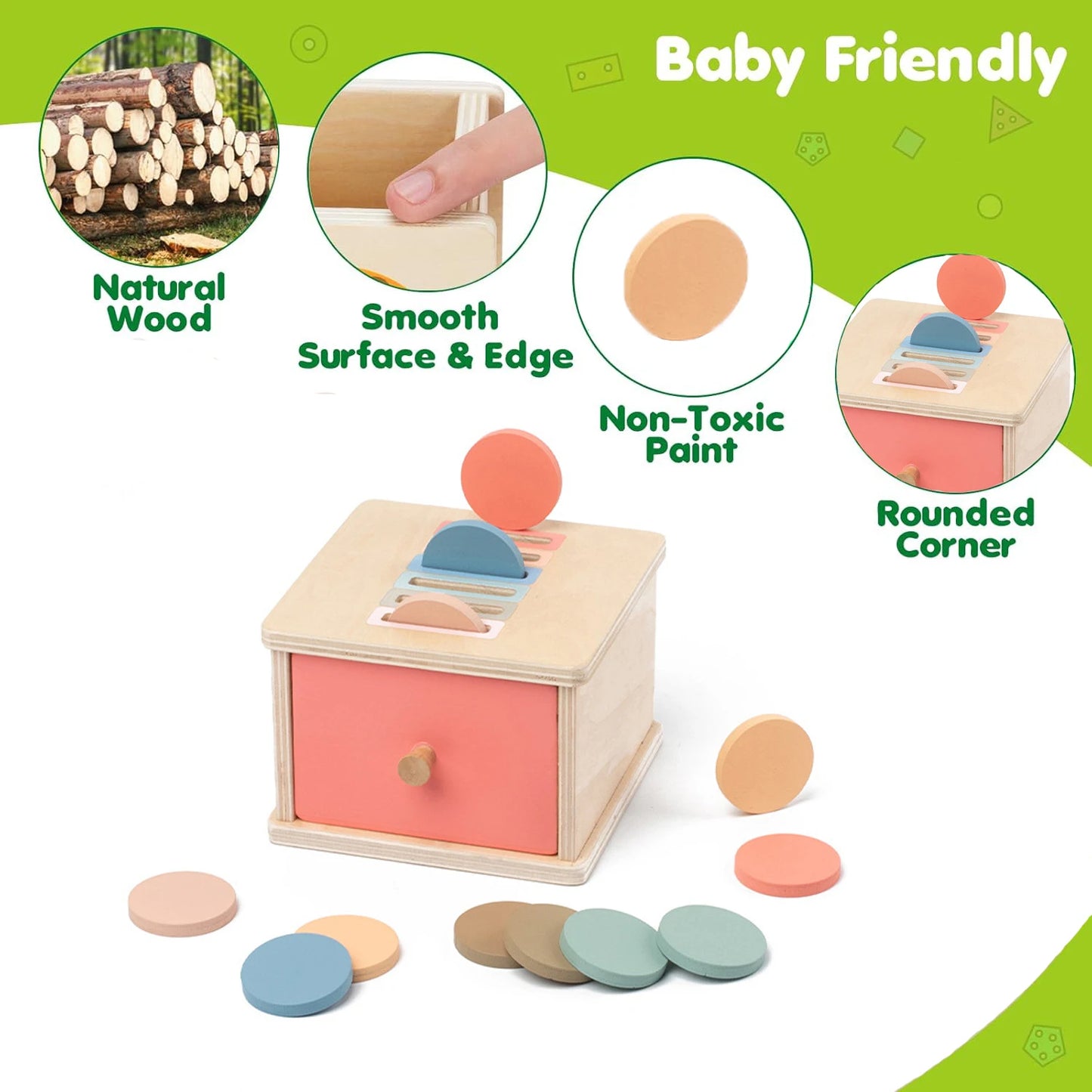 Montessori Wooden Coin & Shape Box Educational Toy