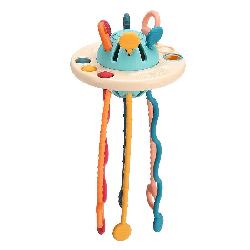 Baby Montessori Pull String Sensory Toys – Teething & Activity Silicone Toys for 6-12 Months