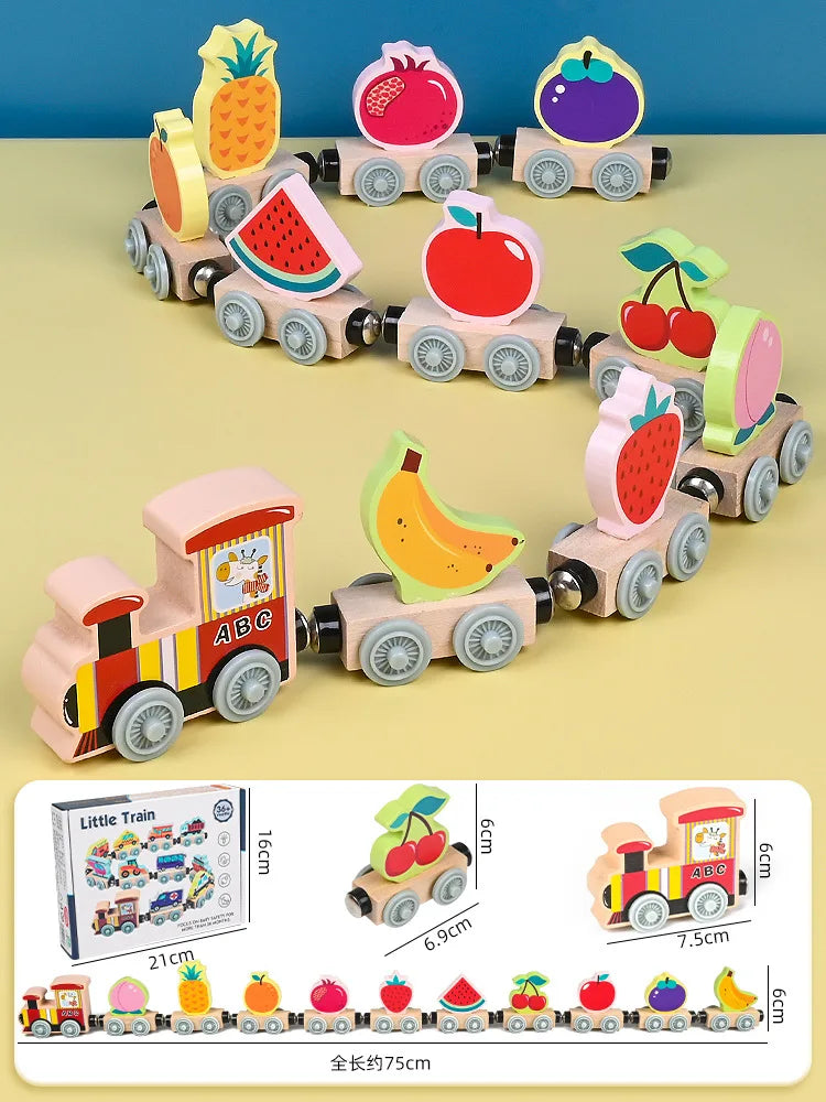 Montessori Magnetic Wooden Train Toy – Early Educational Animal Sorting Learning Set for Kids