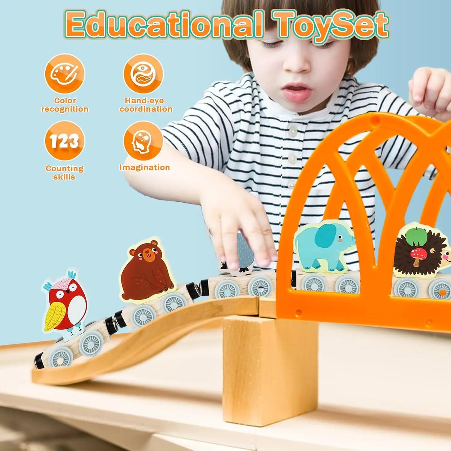 Montessori Magnetic Wooden Train Toy – Early Educational Animal Sorting Learning Set for Kids