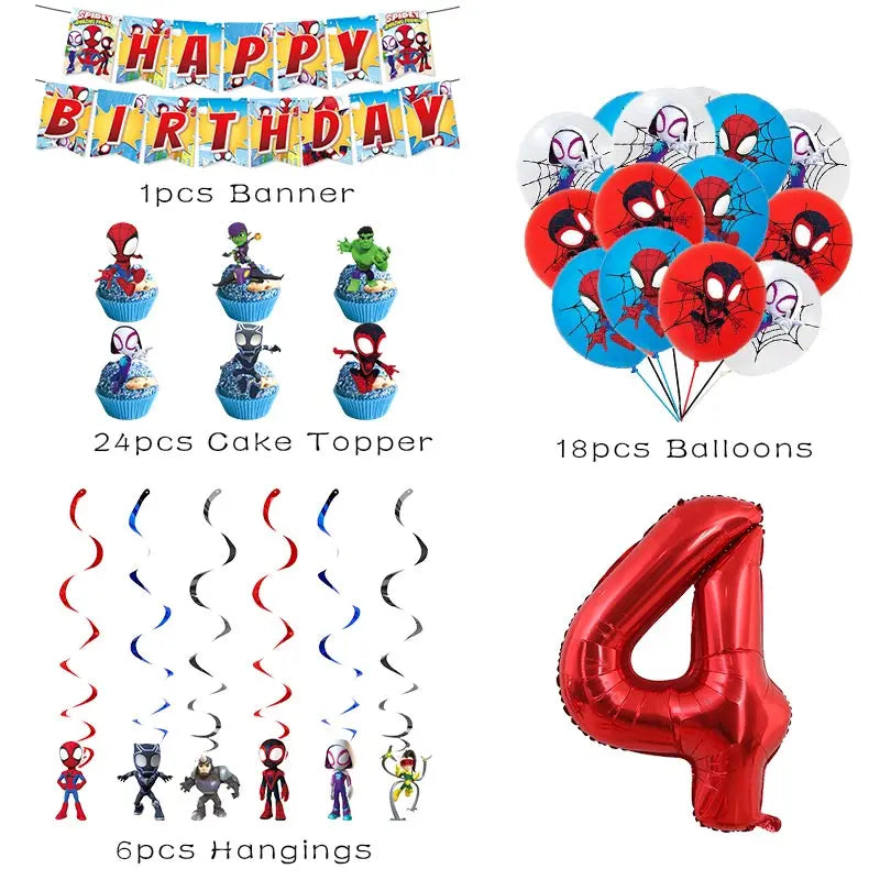 Birthday Party Decoration Spiderman Theme Balloon