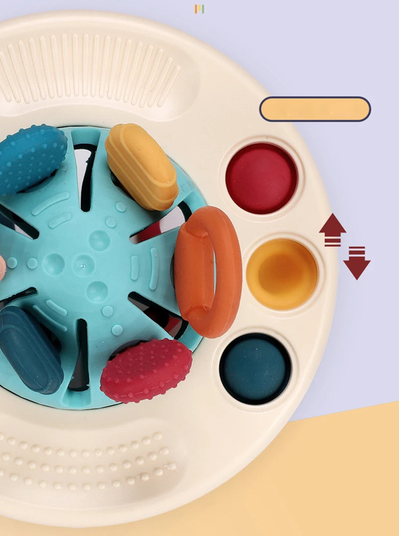 Baby Montessori Pull String Sensory Toys – Teething & Activity Silicone Toys for 6-12 Months