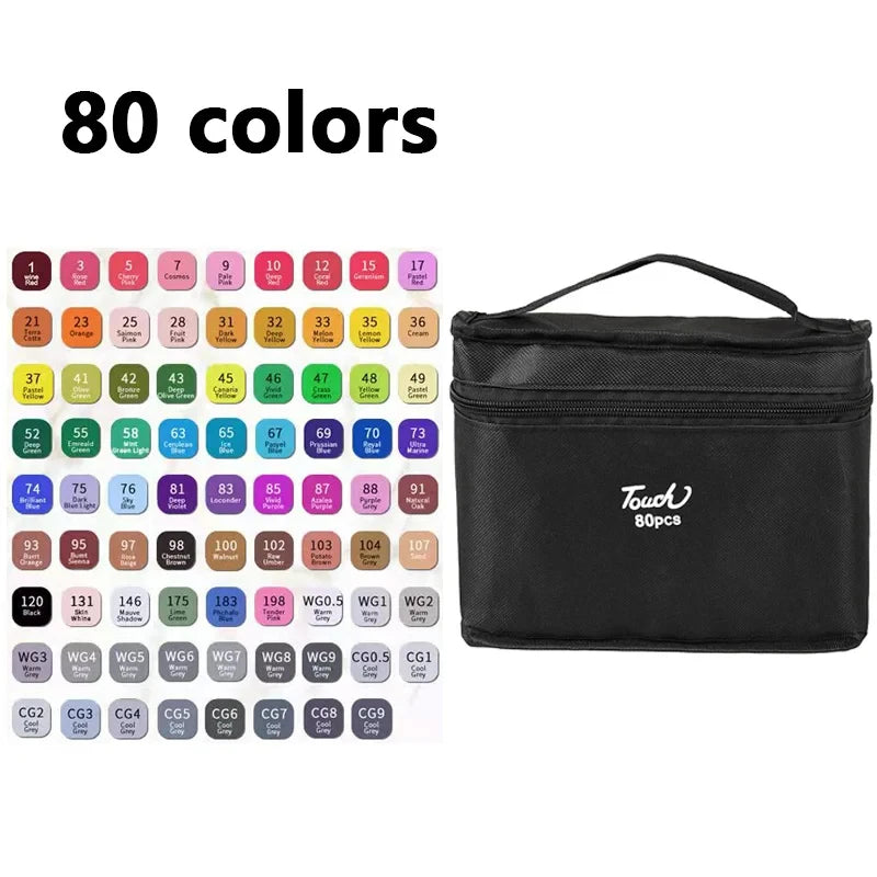 24-80 Colors Double Headed Oily Art Marker Pen Set for Drawing