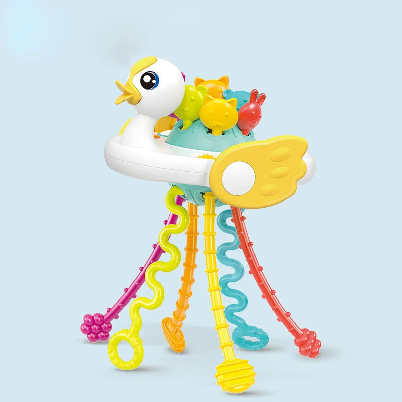Baby Montessori Pull String Sensory Toys – Teething & Activity Silicone Toys for 6-12 Months