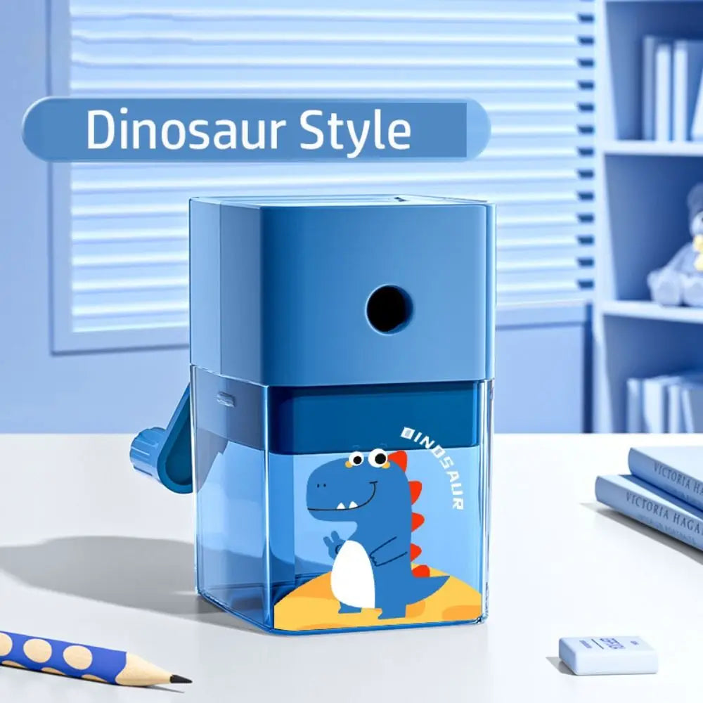 Cartoon Dinosaur Pencil Sharpener – Hand-Cranked & Anti-Jam