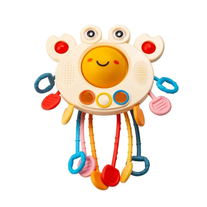 Baby Montessori Pull String Sensory Toys – Teething & Activity Silicone Toys for 6-12 Months