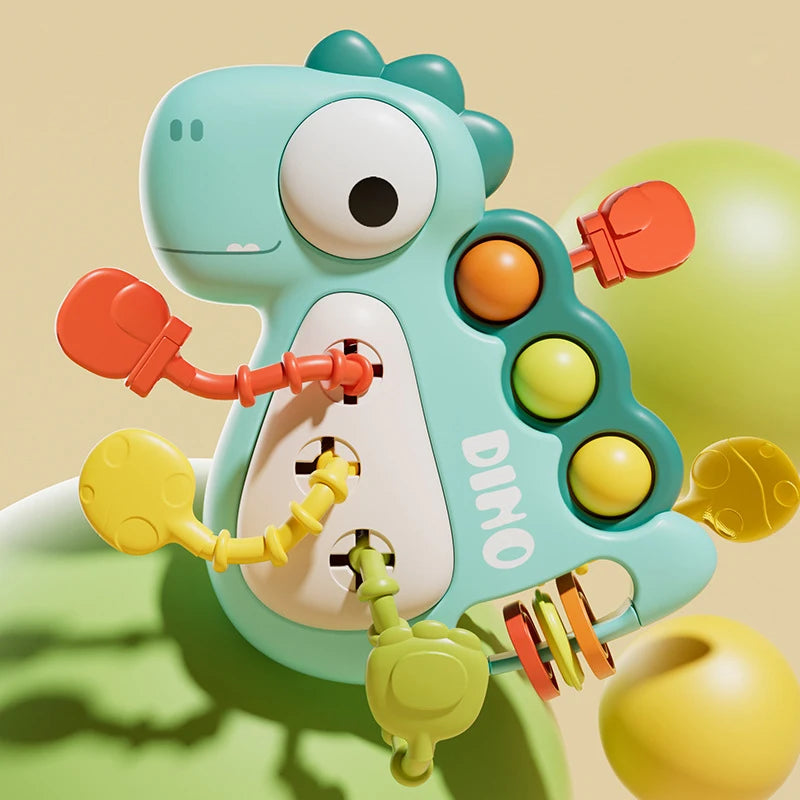 Baby Montessori Pull String Sensory Toys – Teething & Activity Silicone Toys for 6-12 Months