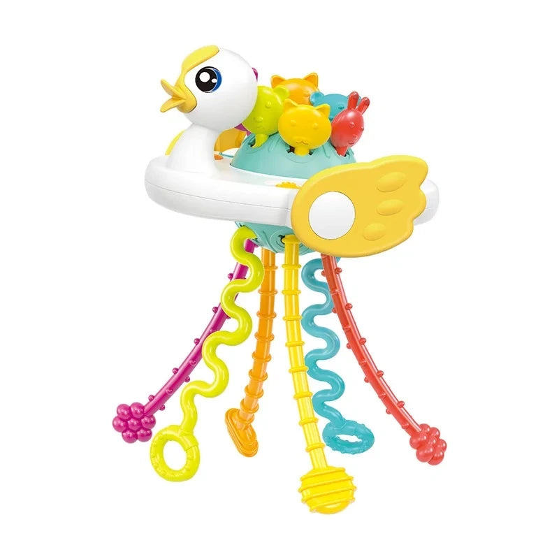 Baby Montessori Pull String Sensory Toys – Teething & Activity Silicone Toys for 6-12 Months