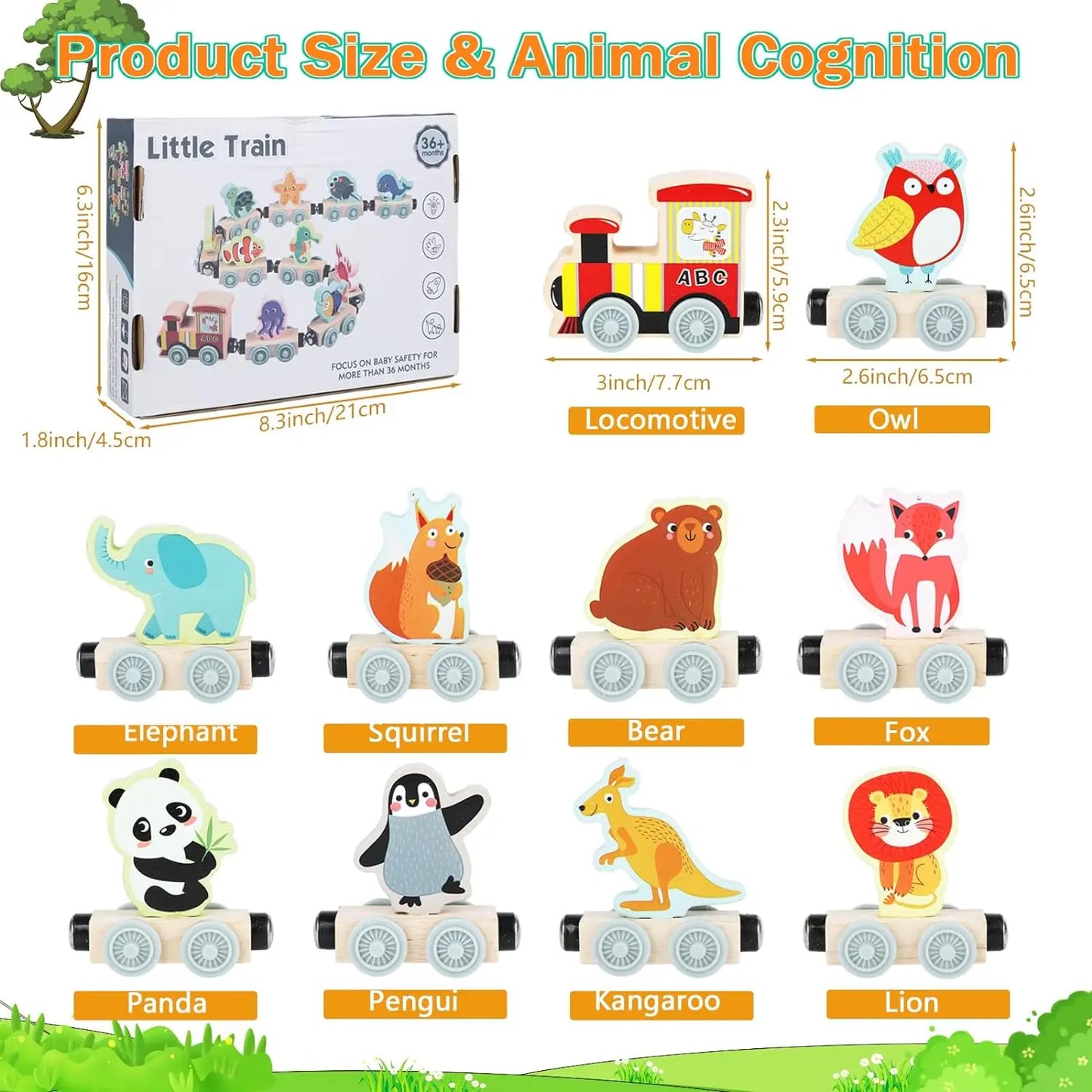 Montessori Magnetic Wooden Train Toy – Early Educational Animal Sorting Learning Set for Kids