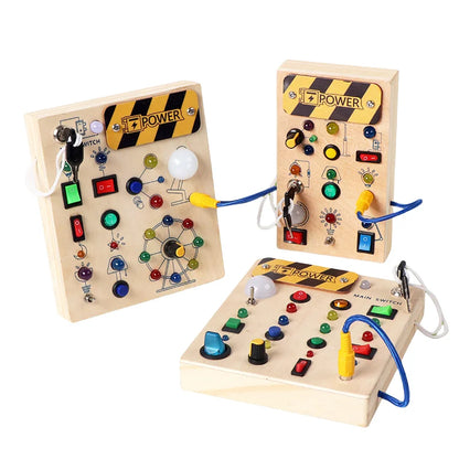 Montessori Wooden Busy Board with Sensory Activities for Toddlers