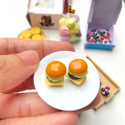 Miniature Hamburger Mini Fruit Salad Pretend Food for Montessori