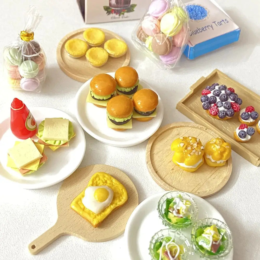 Miniature Hamburger Mini Fruit Salad Pretend Food for Montessori