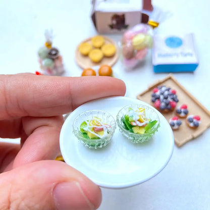 Miniature Hamburger Mini Fruit Salad Pretend Food for Montessori