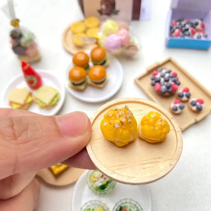 Miniature Hamburger Mini Fruit Salad Pretend Food for Montessori
