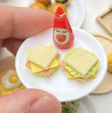Miniature Hamburger Mini Fruit Salad Pretend Food for Montessori