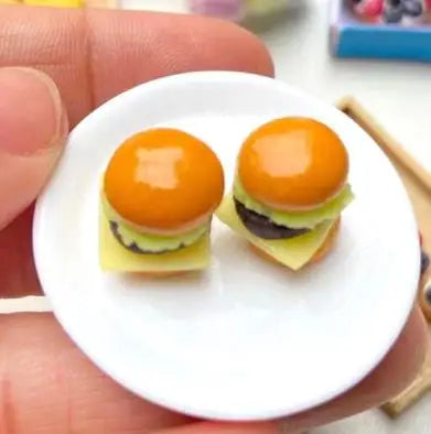 Miniature Hamburger Mini Fruit Salad Pretend Food for Montessori