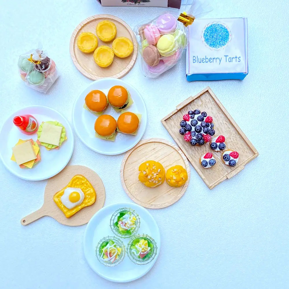 Miniature Hamburger Mini Fruit Salad Pretend Food for Montessori