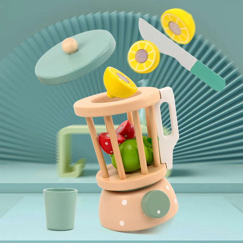Children's Wooden Tea Set Playset – Pretend Kitchen Toy