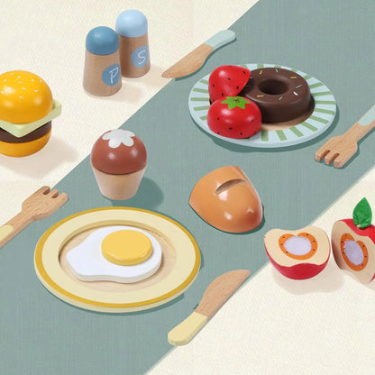 Wooden Play Food Set – 78PCS Kitchen Toy for Kids