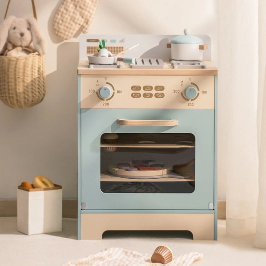 Robotime Wooden Kitchen Playset with Pizza & Cupcakes for Kids 3+