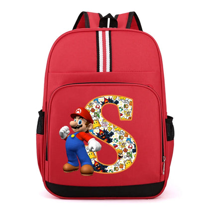 Super Mario Kids Backpack – Cartoon A-Z Schoolbag for Boys