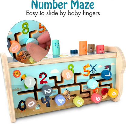 Montessori Wooden Toy | Hammering, Xylophone & Number Maze
