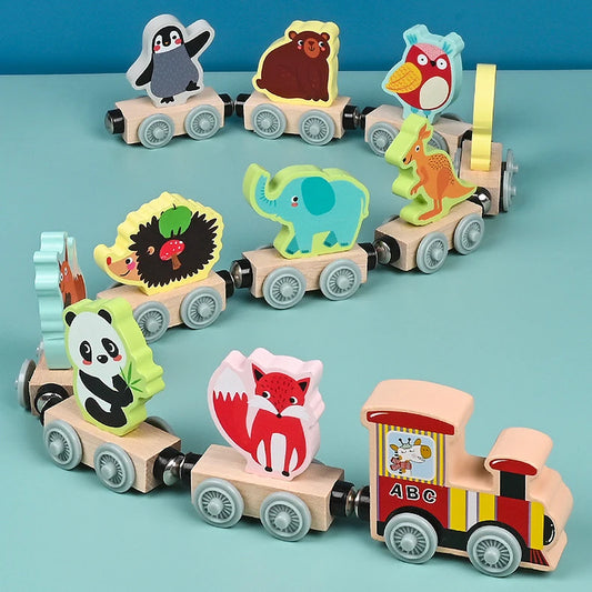 Montessori Magnetic Wooden Train Toy – Early Educational Animal Sorting Learning Set for Kids