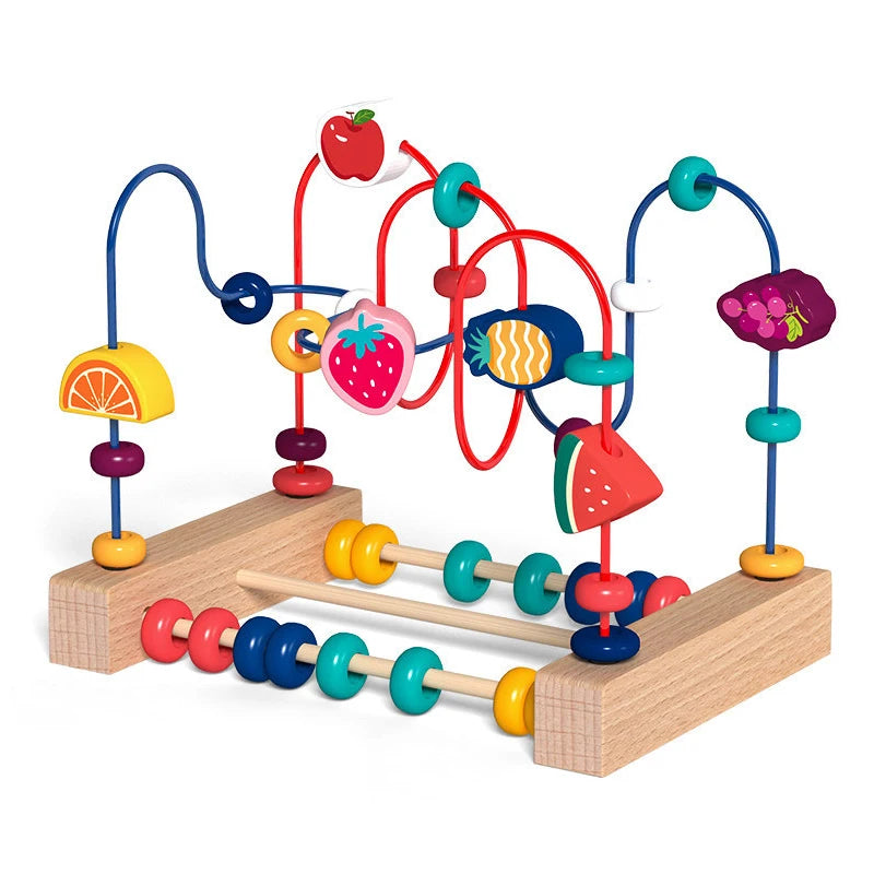 Montessori Wooden Bead Maze & Abacus Toy for Toddlers 1–3 Years