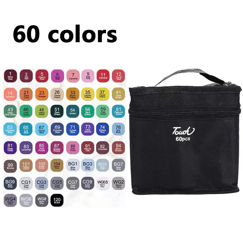 24-80 Colors Double Headed Oily Art Marker Pen Set for Drawing