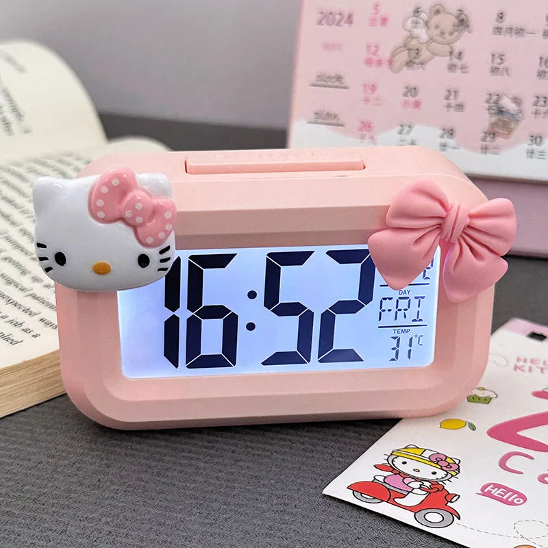 Cartoon Kitty Alarm Clock – Night Glow & Ornament