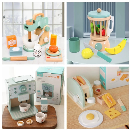 Children's Wooden Tea Set Playset – Pretend Kitchen Toy