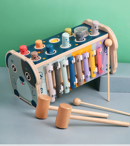 Montessori Wooden Toy | Hammering, Xylophone & Number Maze