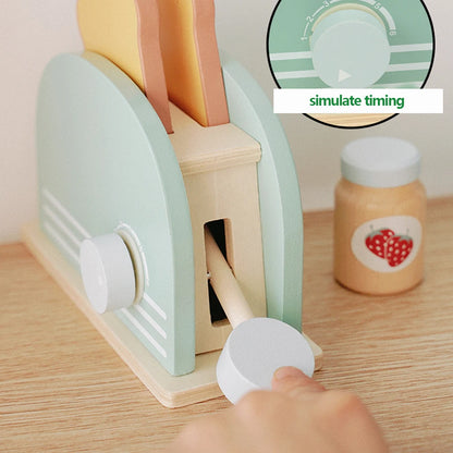 Wooden Toaster Toy for Kids – Pretend Play Breakfast Set