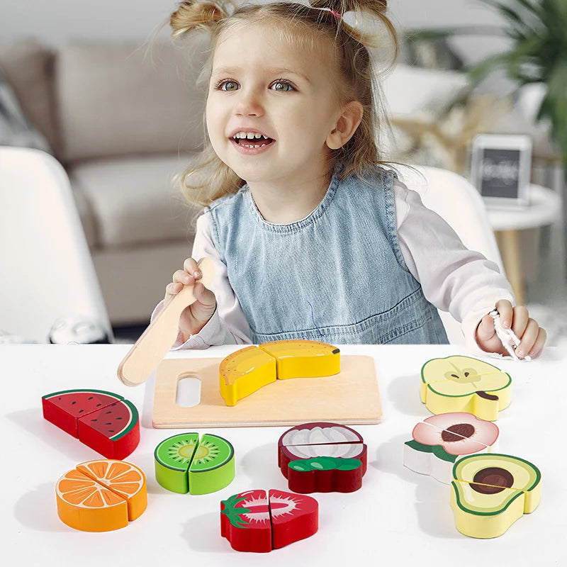 Wooden Montessori Cutting Set – Fruits, Food & Ice Cream