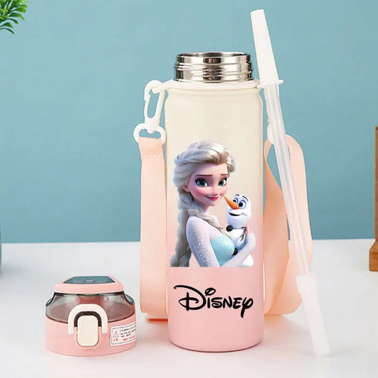 Disney Princess Thermos Bottle – Elsa, Straw & Strap