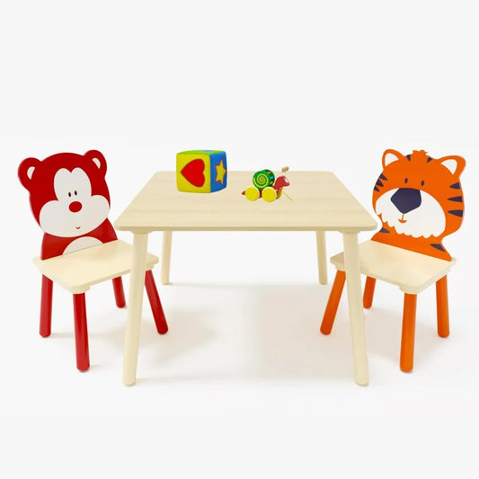 Wooden Kids Table & Chair Set – 2 Chairs for Reading & Play