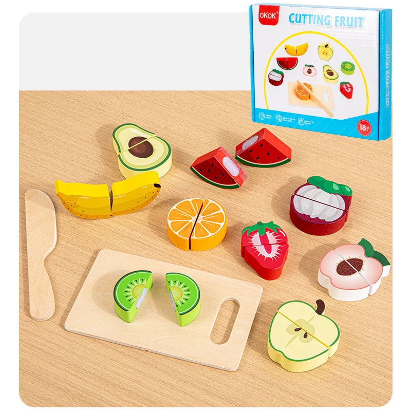 Wooden Montessori Cutting Set – Fruits, Food & Ice Cream