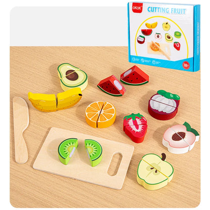 Wooden Montessori Cutting Set – Fruits, Food & Ice Cream