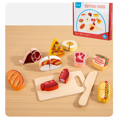 Wooden Montessori Cutting Set – Fruits, Food & Ice Cream