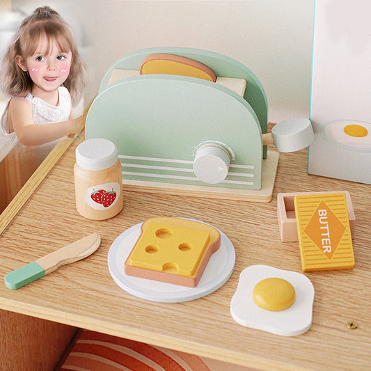 Wooden Toaster Toy for Kids – Pretend Play Breakfast Set