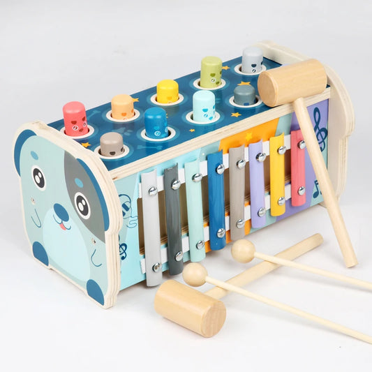 Montessori Wooden Toy | Hammering, Xylophone & Number Maze