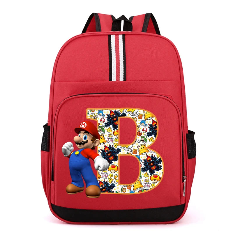 Super Mario Kids Backpack – Cartoon A-Z Schoolbag for Boys