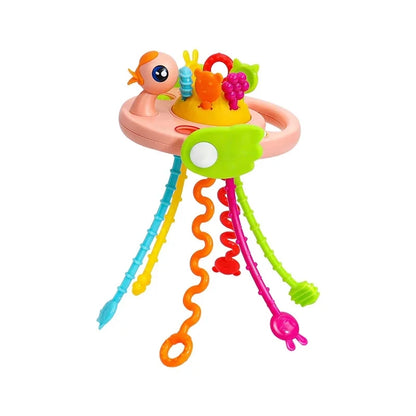 Baby Montessori Pull String Sensory Toys – Teething & Activity Silicone Toys for 6-12 Months