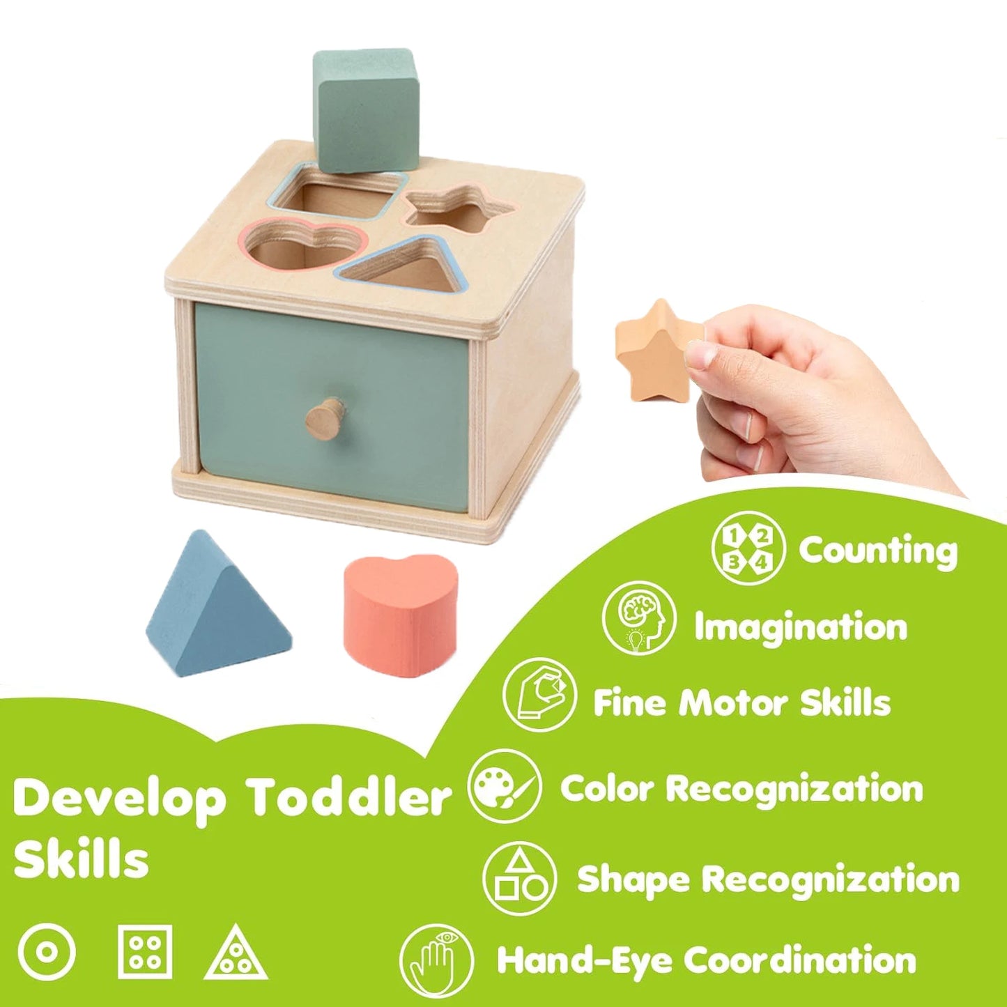 Montessori Wooden Coin & Shape Box Educational Toy