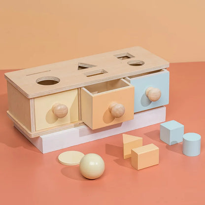 Montessori Wooden Baby Toy – Coin Box, Ball Drum & Shape Sorter | Educational & Sensory Learning Gift